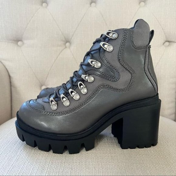 NEW Jeffrey Campbell Dark Gray Road Rage Lace-up H - Picture 6 of 7